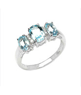 Johareez Genuine Blue Topaz & Diamond Ring