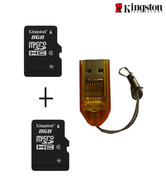 Kingston 8GB Micro SD Memory Card+Kingston 8GB Micro SD Memory Card+One Free Card Reader