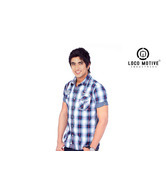 Locomotive Dark Blue Checked Shirt