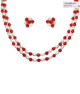 Niharikaa Red Bead& Pearl Set
