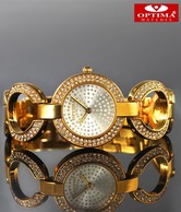 Optima Stylish Gold Studded Bracelet Watch