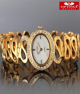 Optima Spiral Gold Bracelet Studded Watch