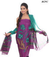RCPC Purple Cotton Printed Unstitched Suit Length