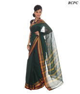 RCPC Dark Green Cotton Resham Work Saree