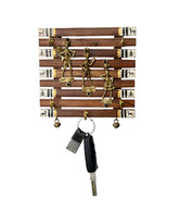 ExclusiveLane Dhokra And Warli Hand-painted Key Holder With Ghungroo- Brown