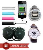 Combo Of VOX Stereo Bluetooth Headset with Mp3 & FM & VOX 2500mAh Power Bank