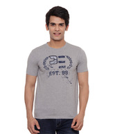 Peter England Classic Light Grey T-Shirt