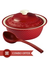 CuttingEdge Carnations Double Walled Casserole Stripper Up With Ladle
