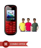 Combo Of VOX Dual SIM Big Battery 1600mAh Multimedia Mobile V7 & D&Y 3 pcs T-shirts