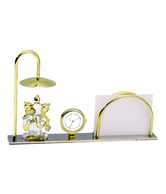 Antraa Glass Ganesha Idol Table Top Watch Showpiece With Paper Holder