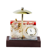 Antraa Glass Ganesha Idol Table Top Watch Showpiece With Card Holder