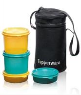 Tupperware Executive Lunch Plastic Containers 2pc Tupperware Executive Round Small, 2pc Tupperware Executive Round Big, 1pc Tupperware Executive Lunch Insulated Bag