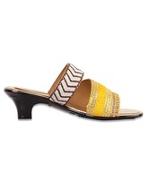 Little Aiva Yellow & Brown Slip-on Heels