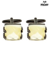 Milano X'xssories Swanky Silver & Yellow Pearl Finish Cufflinks