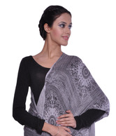 Manjari Alluring Black & White Stole - YI-ss-6-BLACK