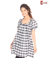 Sritika Black-White Cotton Printed Kurti