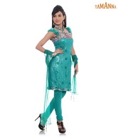 Tamanna Green Pure-Satin Designer Suit
