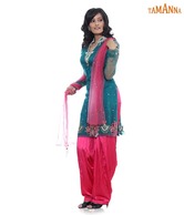 Tamanna Green-Pink Chanderi-Brocade Suit