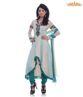 Tamanna White-Blue Designer Suit