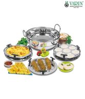 Varun Stainless Steel Multi-Purpose Steamer Cum Fryer Set Of 7 Pcs