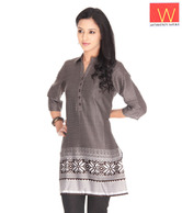 W Brown Printed Long Top