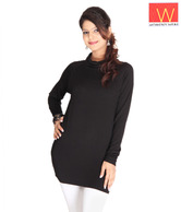 W Black Turtleneck Top