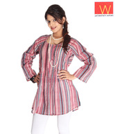 W Pink Striped Top