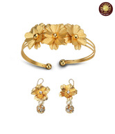 Aarya24kt Gold Foil Bracelet and Earrings Combo