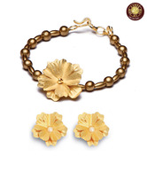 Aarya24kt Gold Foil Bracelet, Pendant & Earrings Combo