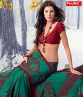 Prafful Green Crepe Printed Saree