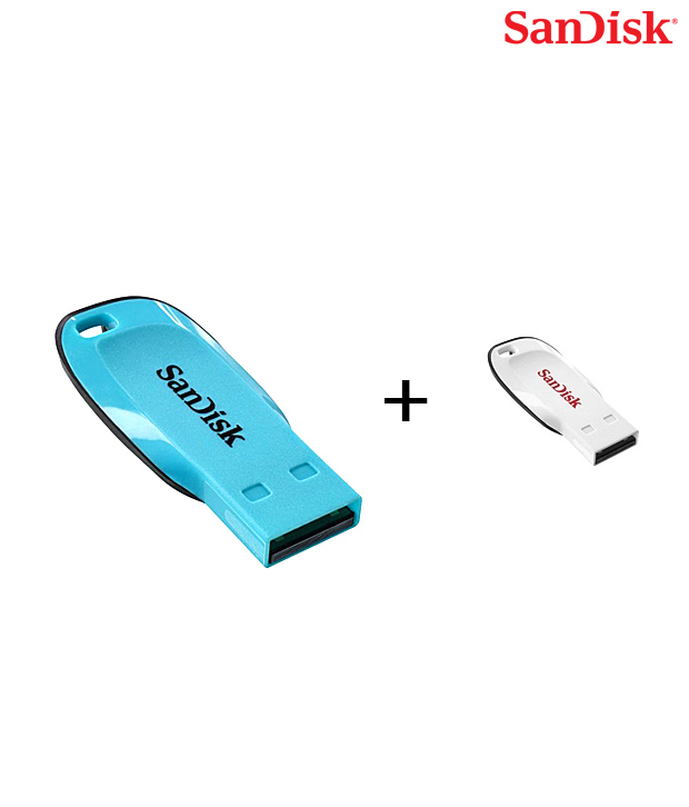 Sandisk Cruzer Blade 4 GB Pen Drive (Blue)+Sandisk Cruzer Blade� 4 GB Pen Drive (White)