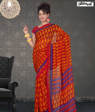 Vaishali Orange & Purple Georgette Saree(PrintedSaree-1010A)
