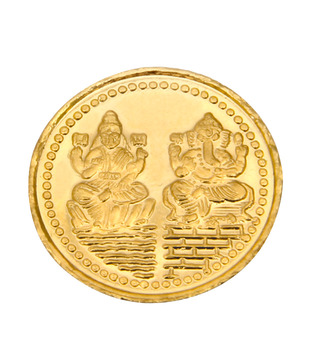 AJ Gold Coin 2gms Bring home luck with this Auspicious Lakshmi Ganehsa Gold Coin.
