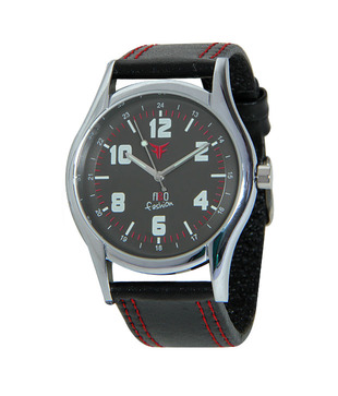 Figo Fashion Black & Red Watch
