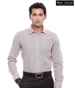 Mark Taylor Striped Red Shirt