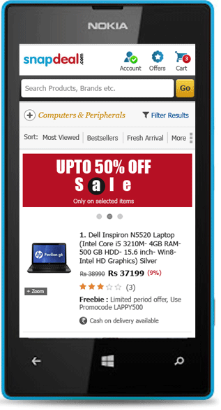 Snapdeal coupons mobile app