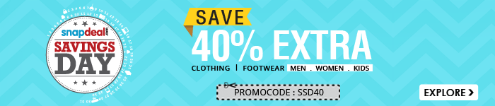  Snapdeal Saving Day: Save 40% Extra