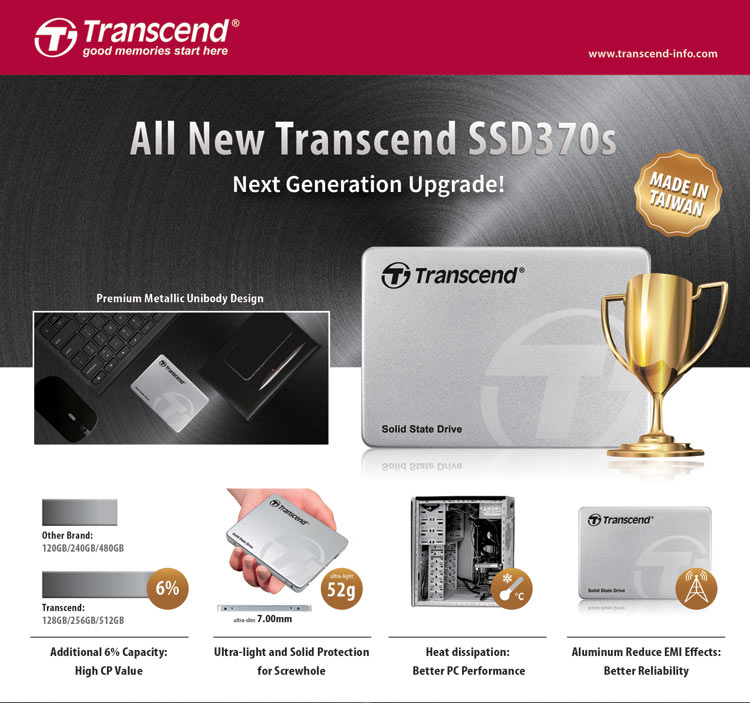 All New Transcend SSD370S 256GB SATA 6Gb/s ( Solid State Drive) (Metal ...