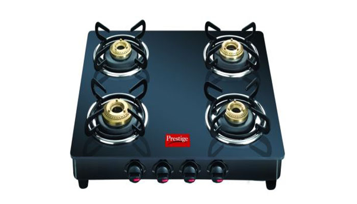 Prestige Marvel Plus Black 4 Burner Glass Manual Gas Stove Price