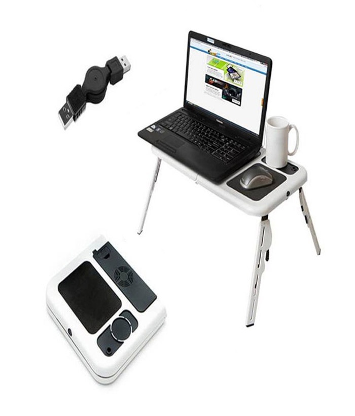 Adjustable Folding Laptop Table E Table With Tray Cooling Fans