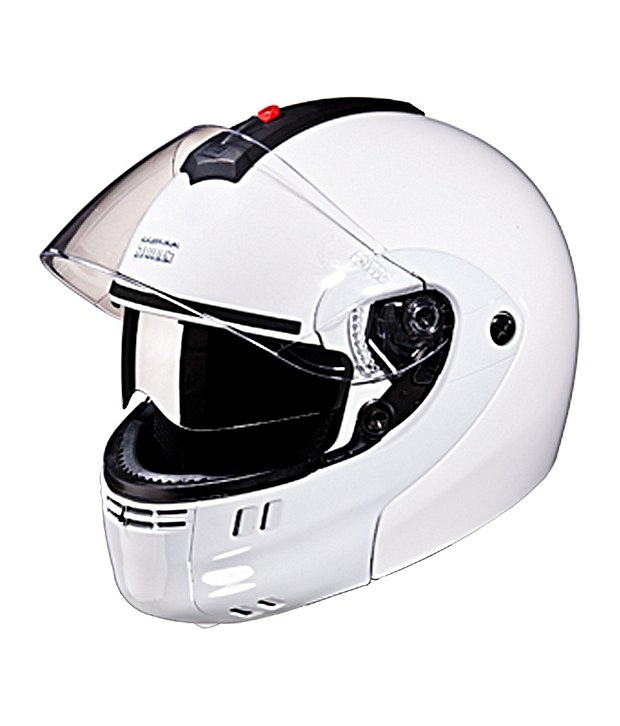 Studds Full Face Helmet Ninja 3G Double Visor FlipUp (White) [Extra
