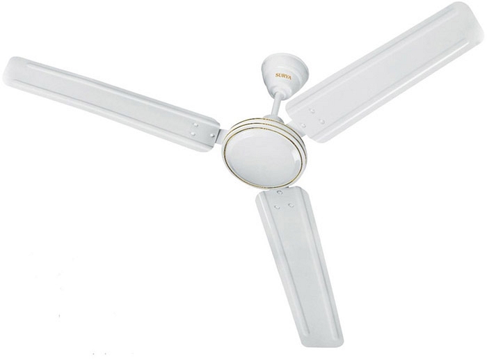 Surya 1200mm Power Plus White Ceiling Fan In India This Energy Efficient Ceiling Fan Consumes Only 50 Watts Of Power It Is Also Ed With Double Ball Bearings To Cut Down On Noise And Disturbance