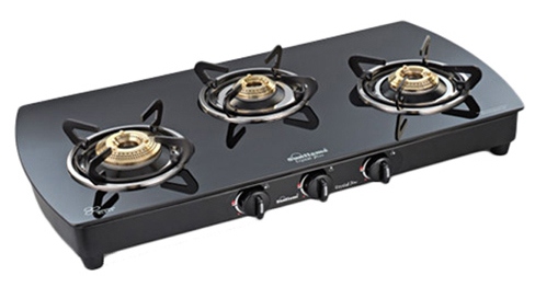 sunflame gas stove 3 burner glass top automatic